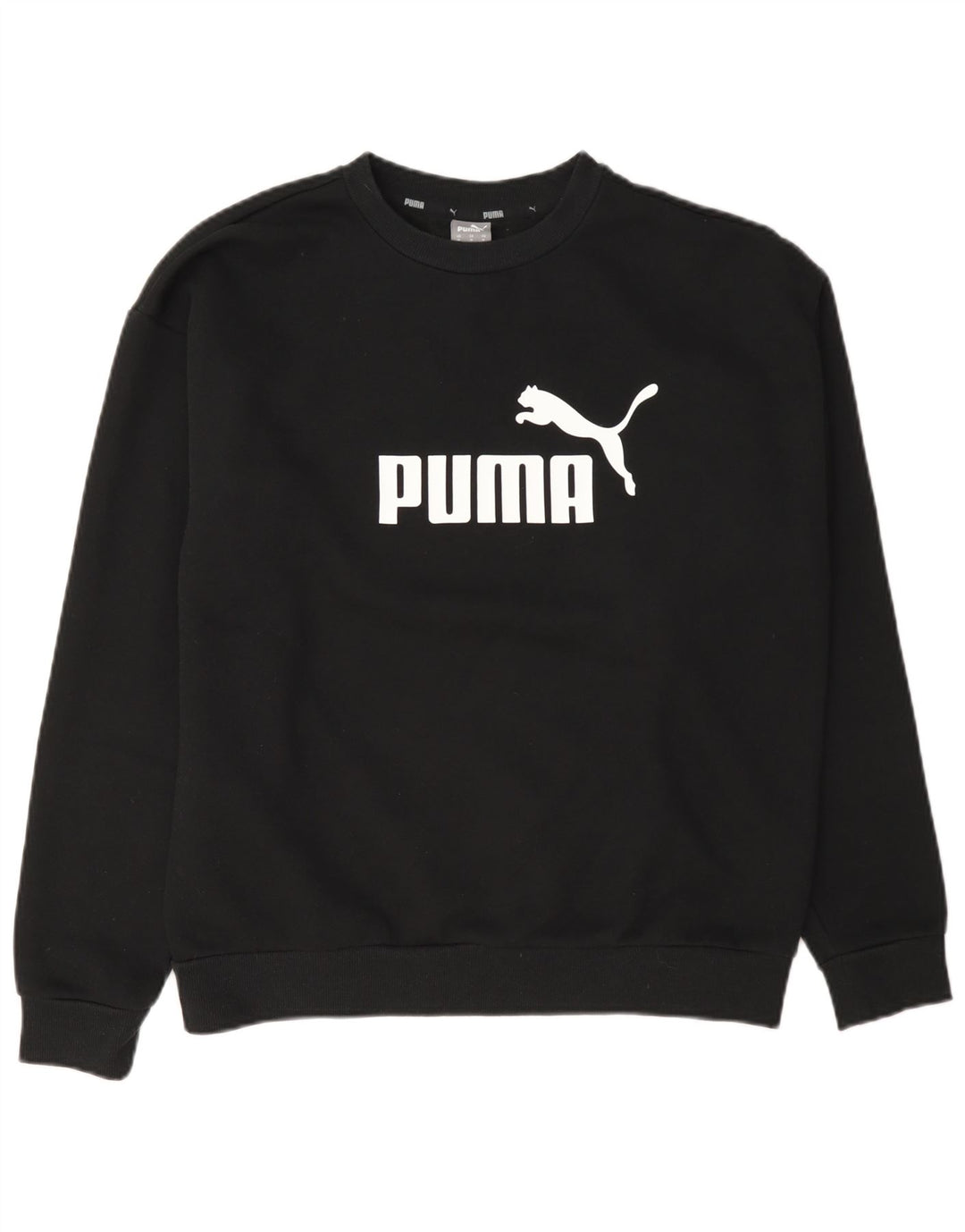 Puma Damen Grafik-Sweatshirt-Pullover UK 14 Mittelschwarze Baumwolle