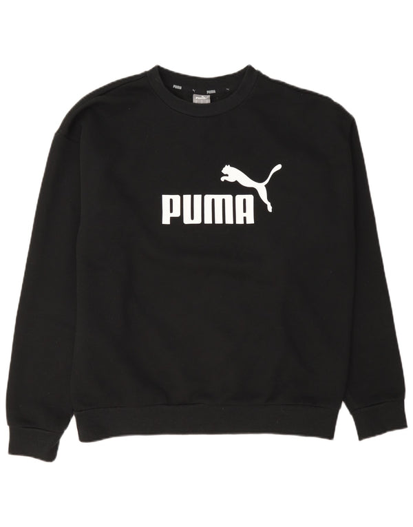 Puma Damen Grafik-Sweatshirt-Pullover UK 14 Mittelschwarze Baumwolle