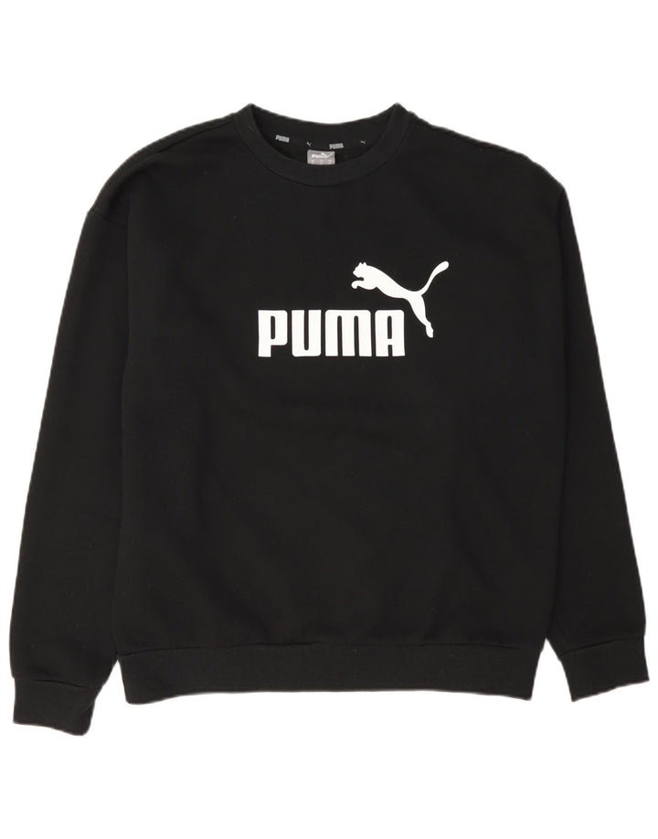Puma Damen Grafik-Sweatshirt-Pullover UK 14 Mittelschwarze Baumwolle