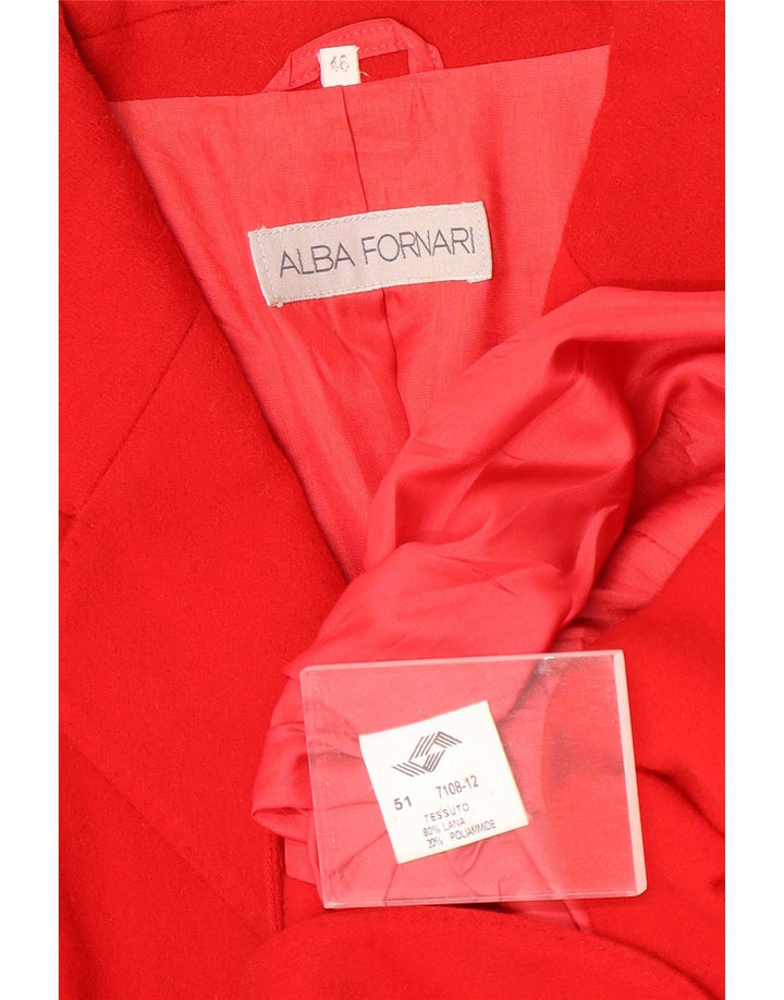 Alba Fornari Damen 2-Knopf-Blazerjacke IT 46 Große rote Wolle