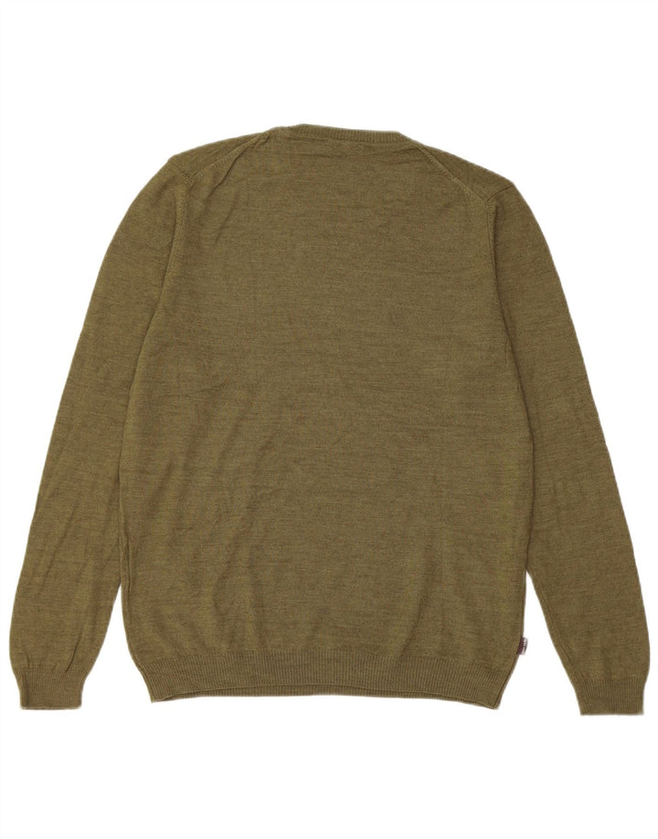 PIERRE CARDIN Herren-Pullover mit Rundhalsausschnitt, mittlere Khaki-Wolle
