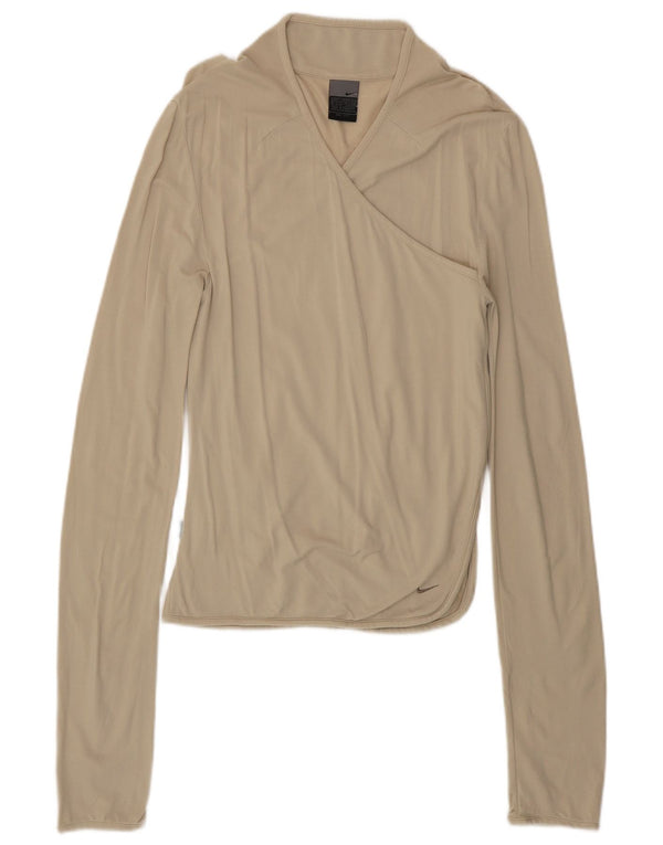 Nike Damen Dri Fit Top Langarm UK 8/10 Small Beige