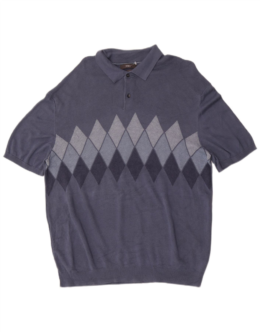 Marks & Spencer Herren Rollkragenpullover Pullover 2XL Blau Argyle/Diamant