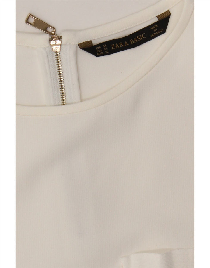 Zara Damen Bluse Top UK 18 XL Weiß
