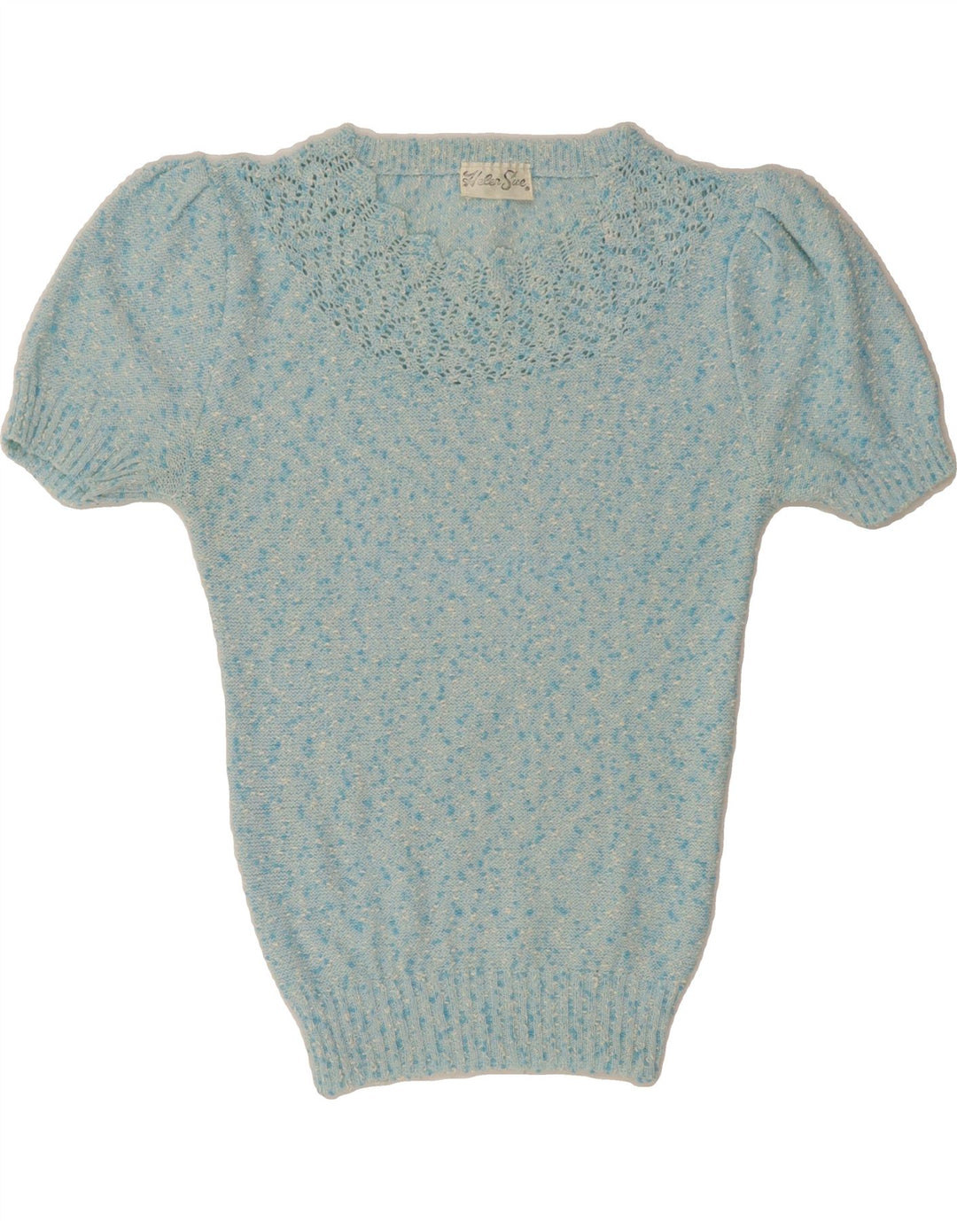 HELEN SUE Womens Crew Neck Jumper Sweater UK 14 Medium Blue Flecked Vintage Helen Sue and Second-Hand Helen Sue from Messina Hembry 
