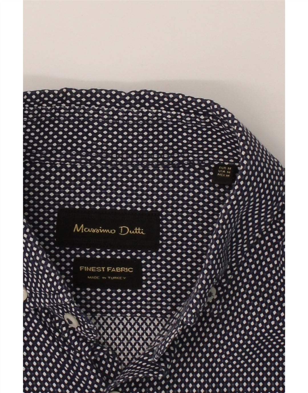 MASSIMO DUTTI Mens Shirt Medium Navy Blue Spotted Vintage Massimo Dutti and Second-Hand Massimo Dutti from Messina Hembry 