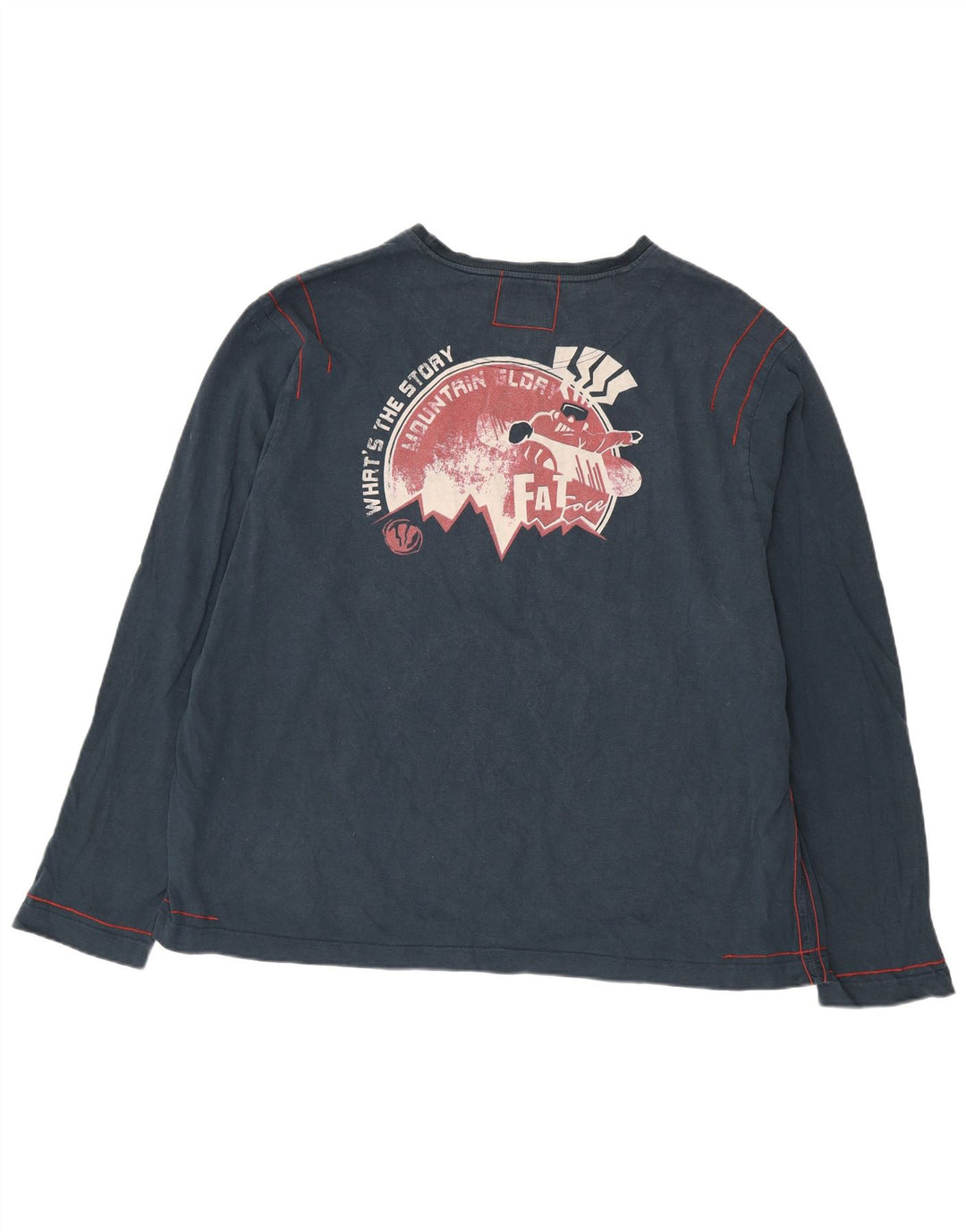 Fat Face Herren-Grafik-Oberteil, langärmelig, 2XL, Marineblau, Baumwolle