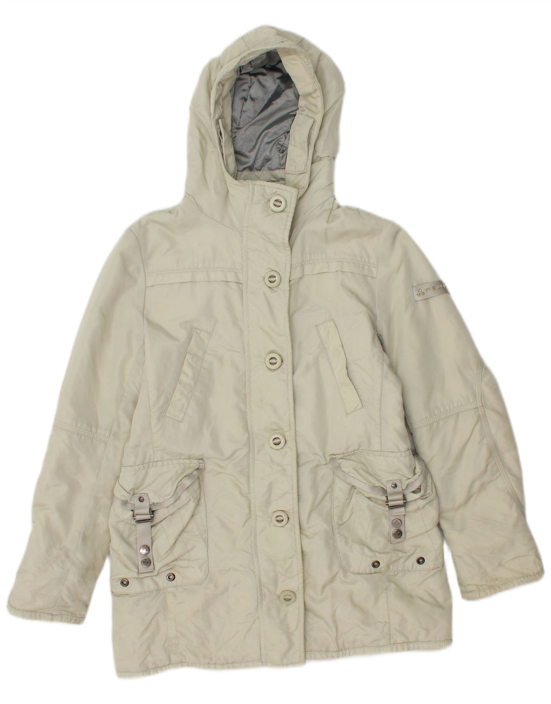 PEUTEREY Mädchen-Utility-Jacke mit Kapuze, 9–10 Jahre, Größe L, gebrochenes Weiß, Polyamid
