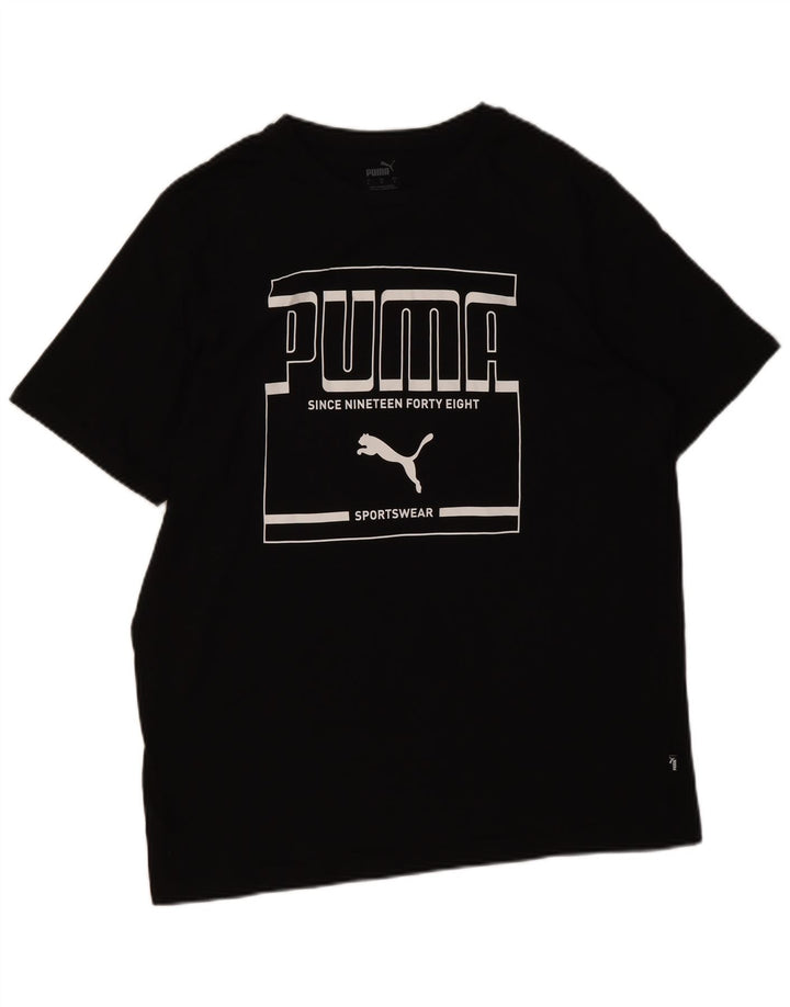 Puma Herren T-Shirt mit Grafik, groß, aus schwarzer Baumwolle