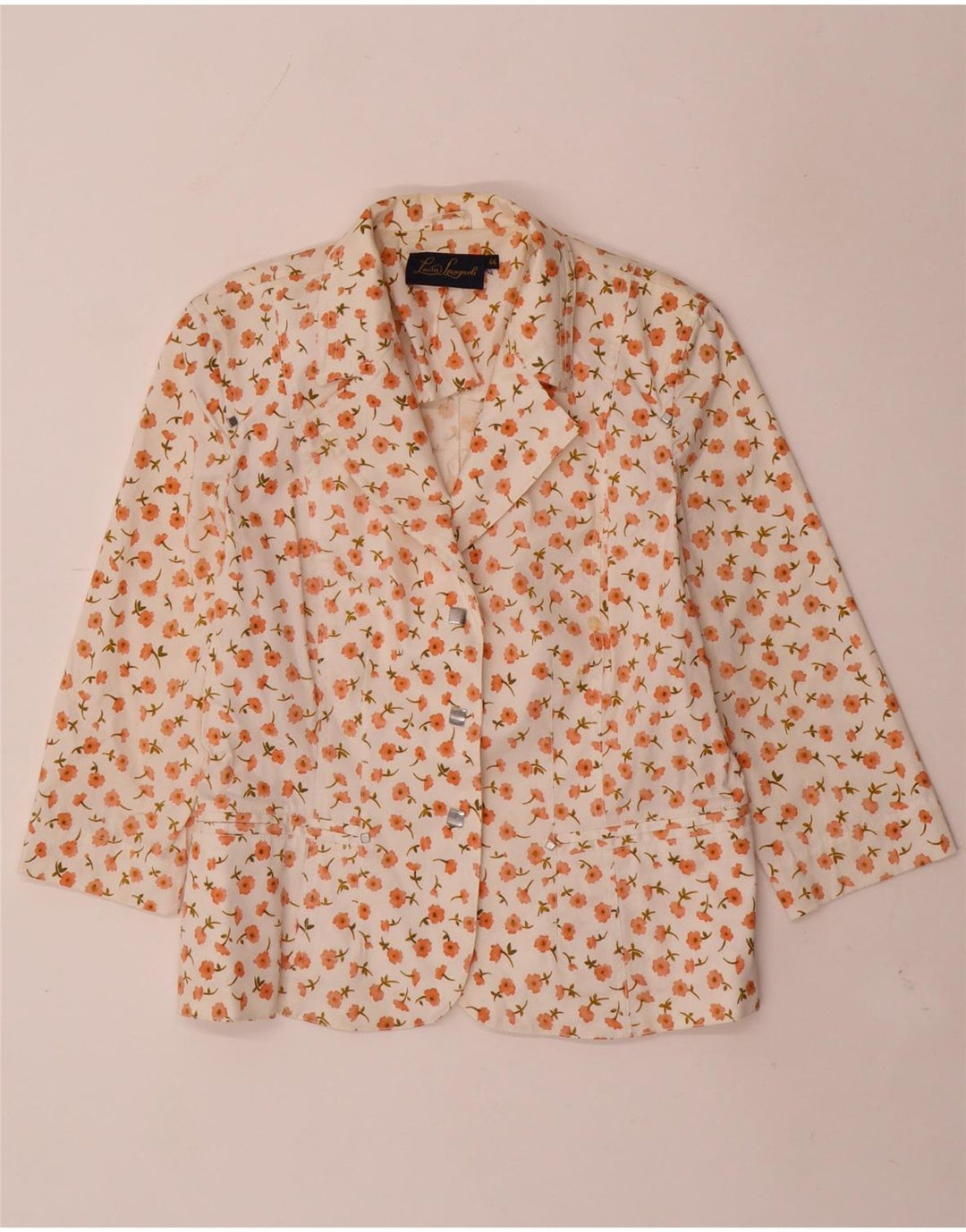 LUISA SPAGNOLI Damen 3-Knopf-Blazerjacke IT 44 Mittelweiß geblümt