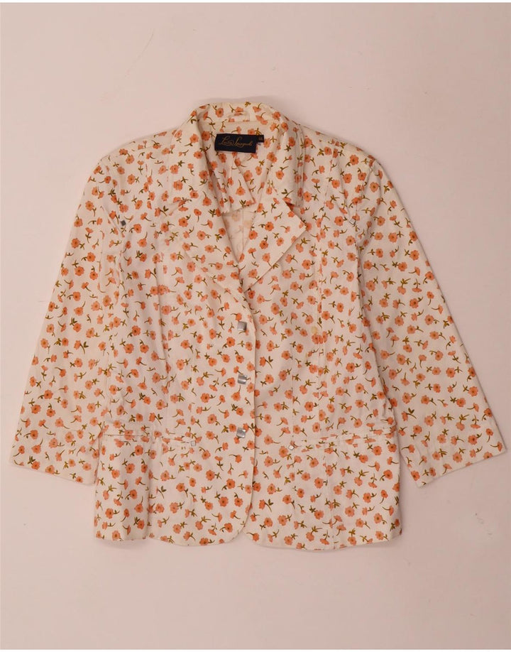LUISA SPAGNOLI Damen 3-Knopf-Blazerjacke IT 44 Mittelweiß geblümt