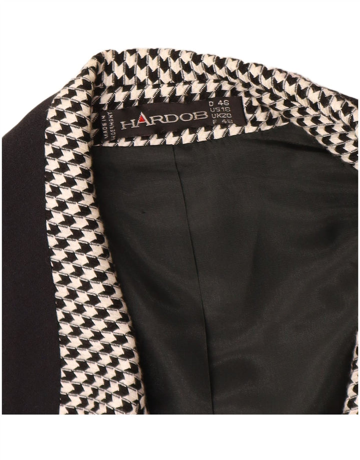 Hardob Damen-Blazer, zweireihig, Gr. 20, 2XL, Schwarz, Hahnentrittmuster