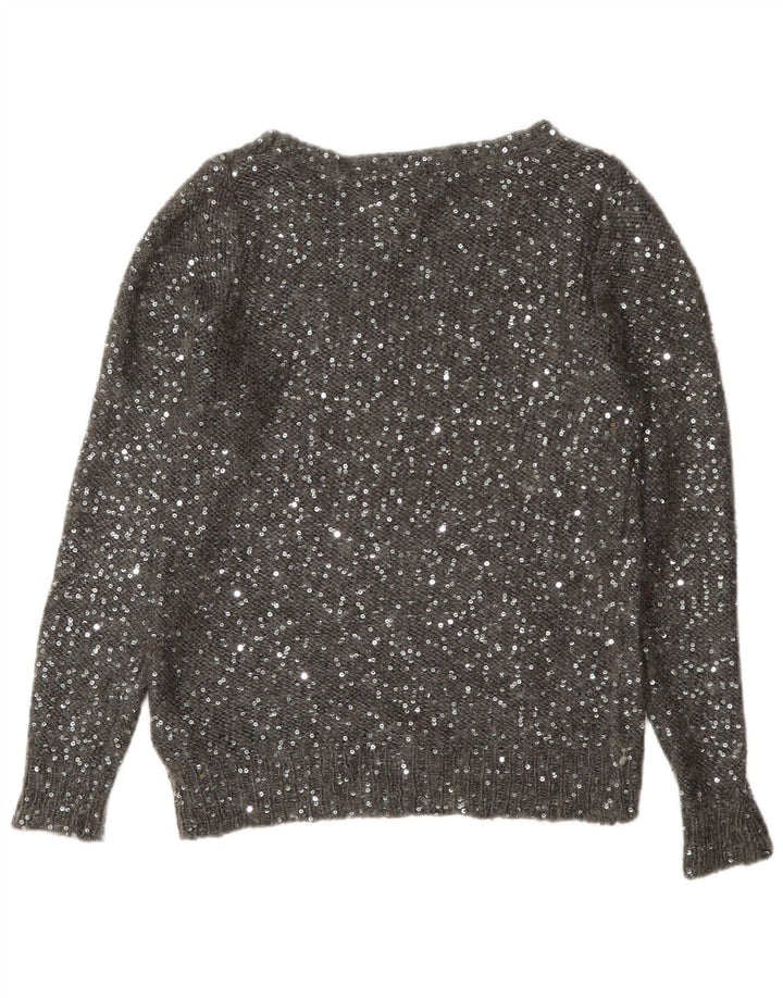 Marks & Spencer Damen-Pullover mit U-Boot-Ausschnitt, UK 12, Mittelgrau, Polyester