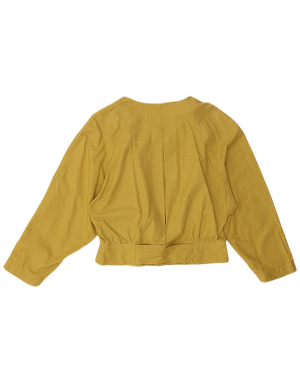 Vintage Damen Asymmetrische Bomberjacke IT 38 XS Gelbe Baumwolle