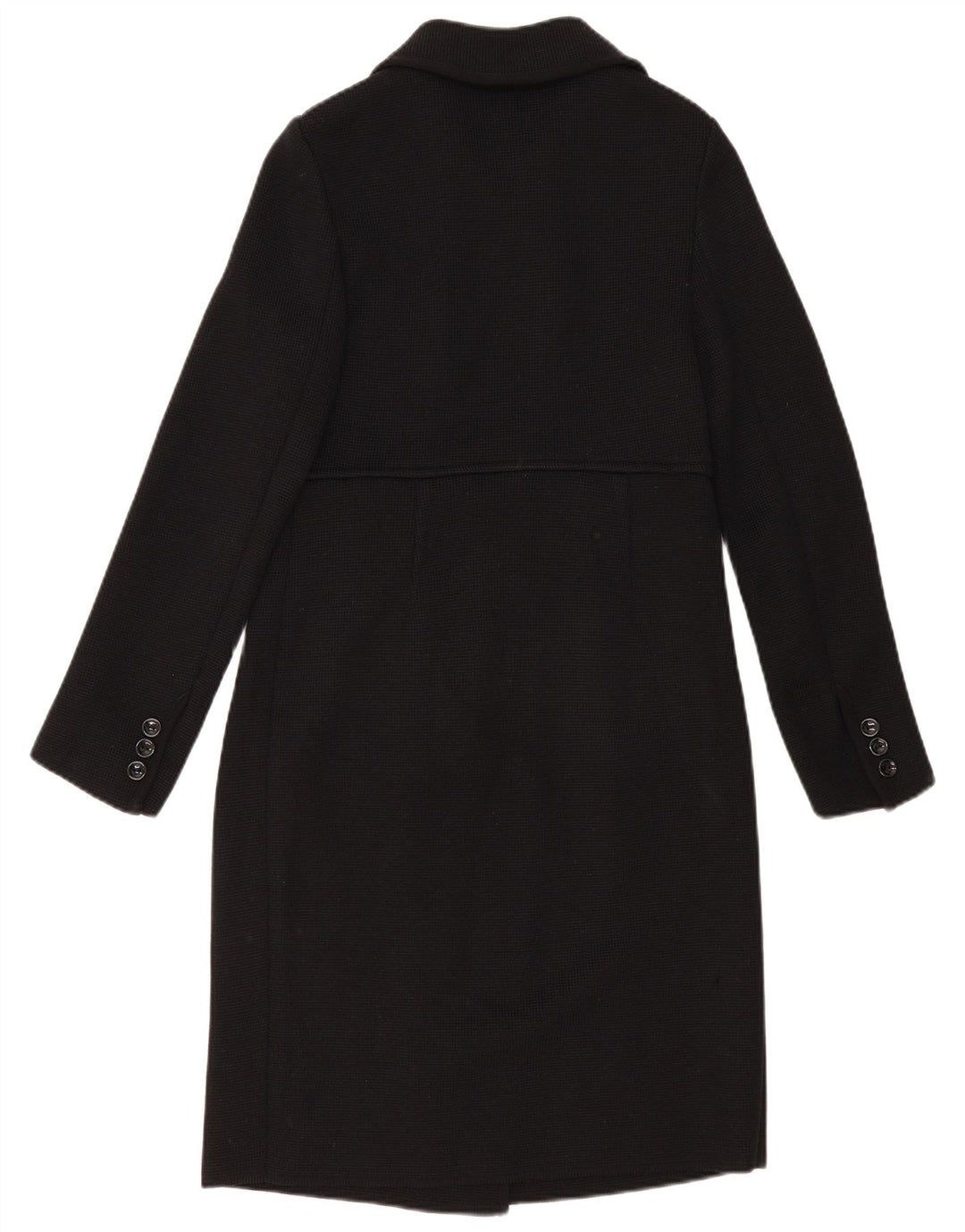 Luisa Spagnoli Zweireihiger Damenmantel UK 10 Small Schwarze Schurwolle