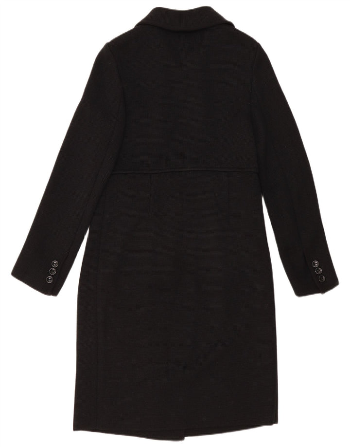Luisa Spagnoli Zweireihiger Damenmantel UK 10 Small Schwarze Schurwolle