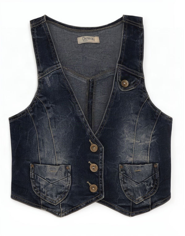 Pimkie Damen Jeansweste UK 8 Small Blau