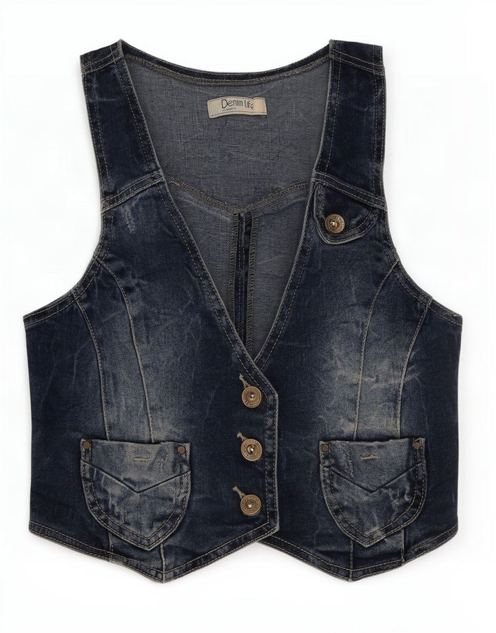 Pimkie Damen Jeansweste UK 8 Small Blau