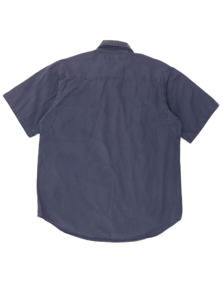 Wrangler Herren-Kurzarmhemd, groß, marineblau, Baumwolle