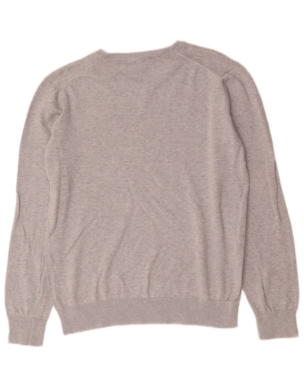 Crew Clothing Herren-Pullover mit V-Ausschnitt, Größe L, Baumwolle, Grau