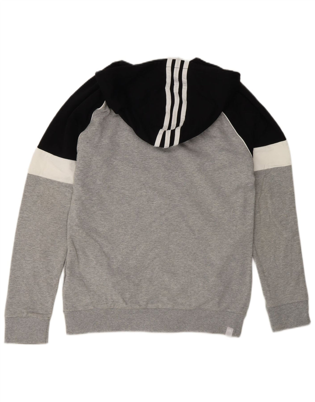 Adidas Herren-Kapuzenpullover mit Reißverschluss, Mittelgrau, Colourblock-Baumwolle