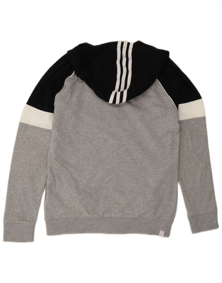 Adidas Herren-Kapuzenpullover mit Reißverschluss, Mittelgrau, Colourblock-Baumwolle