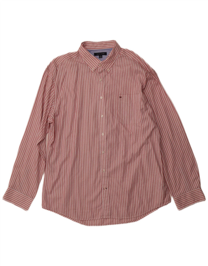 Tommy Hilfiger Herrenhemd 2XL rot gestreift aus Baumwolle