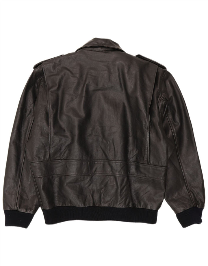 Vintage Herren Shearling Jacke IT 48 Medium Schwarz