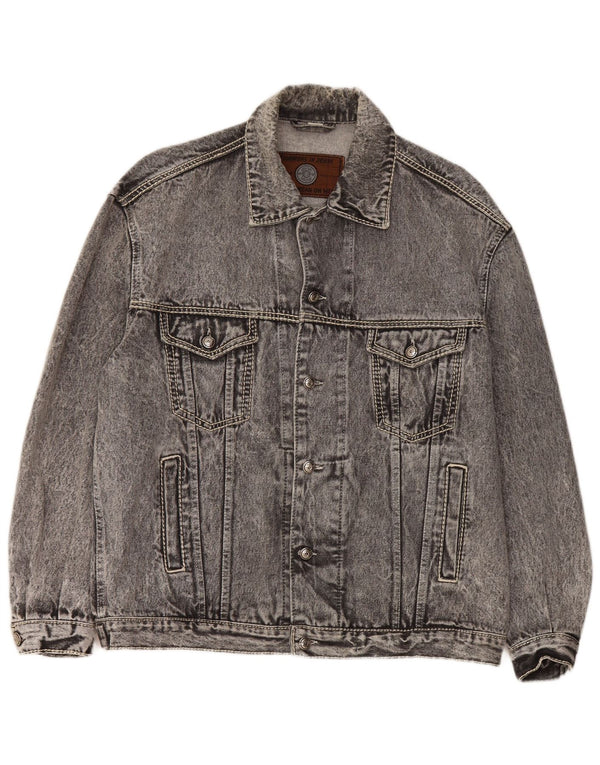 Vintage Mens Denim Jacket UK 40 Large Grey Cotton
