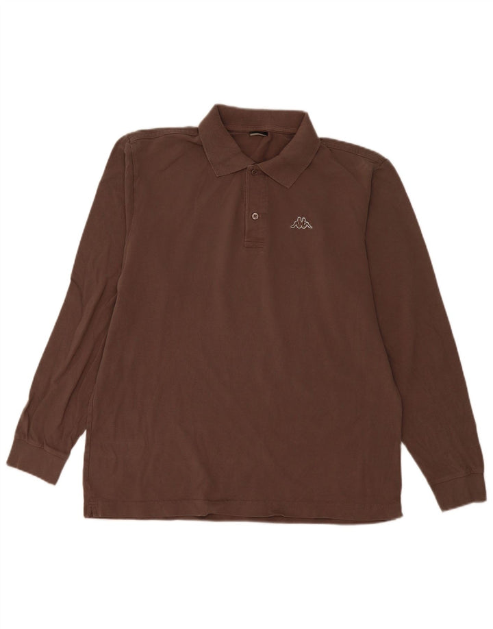 Kappa Herren Langarm-Poloshirt, große braune Baumwolle