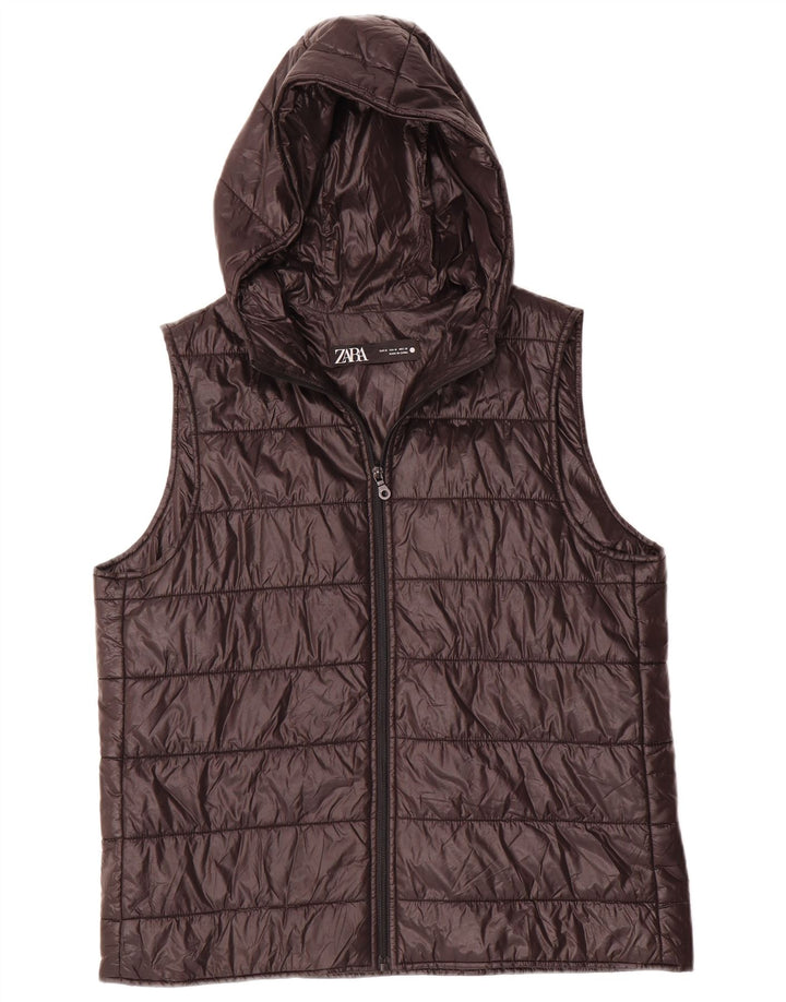 Zara Damen-Weste mit Kapuze, gepolstert, UK 14, Mittelschwarz, Polyester