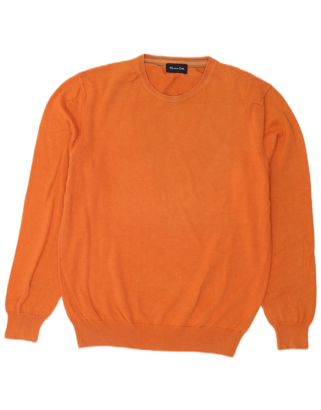 Massimo Dutti Herren-Pullover mit Rundhalsausschnitt, mittelorange Baumwolle