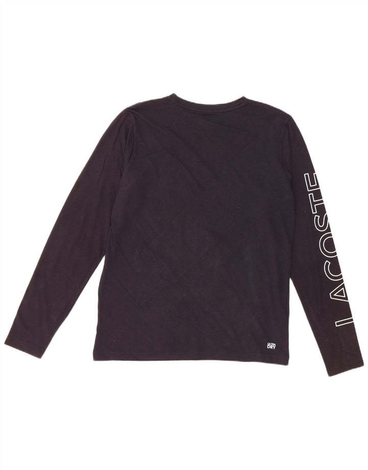 LACOSTE Jungen Grafik-Top, langärmlig, 15–16 Jahre, marineblaue Baumwolle