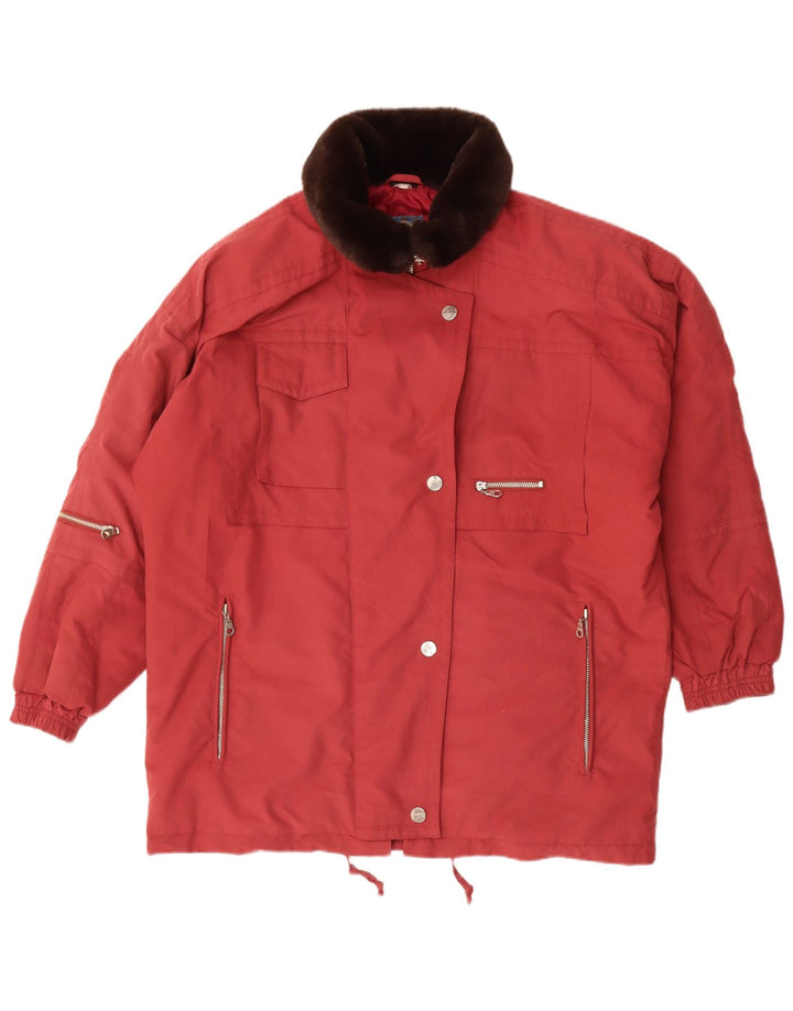 Vintage Damen Windjacke UK 18 XL Rot Polyester