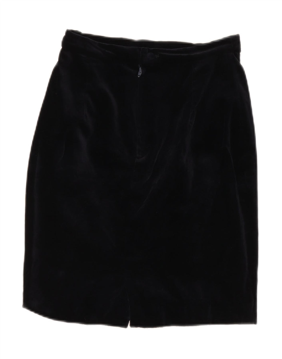 VINTAGE Damen Samt Bleistiftrock mit hoher Taille IT 42 Medium W26 Marineblau