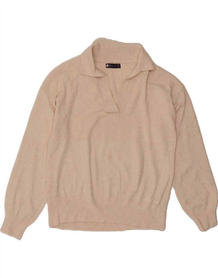 MARKS & SPENCER Womens Polo Neck Jumper Sweater UK 10 Small Beige Vintage Marks & Spencer and Second-Hand Marks & Spencer from Messina Hembry 