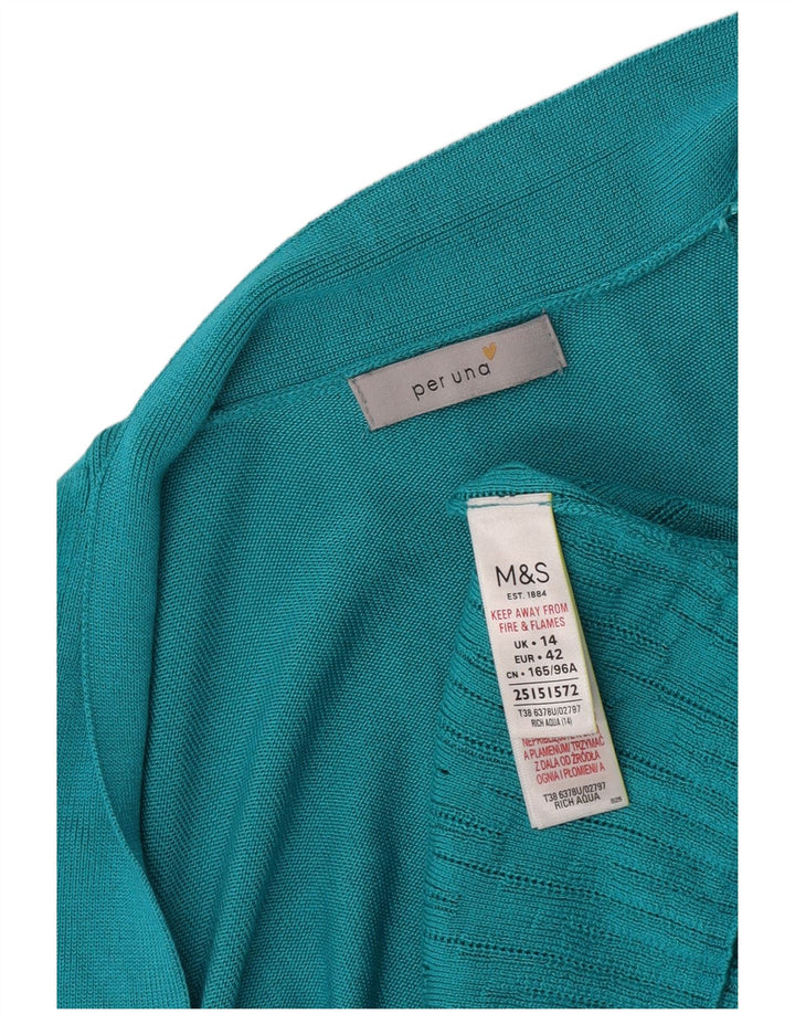 Marks & Spencer Damen Per Una Offener Cardigan Pullover UK 14 Large Türkis
