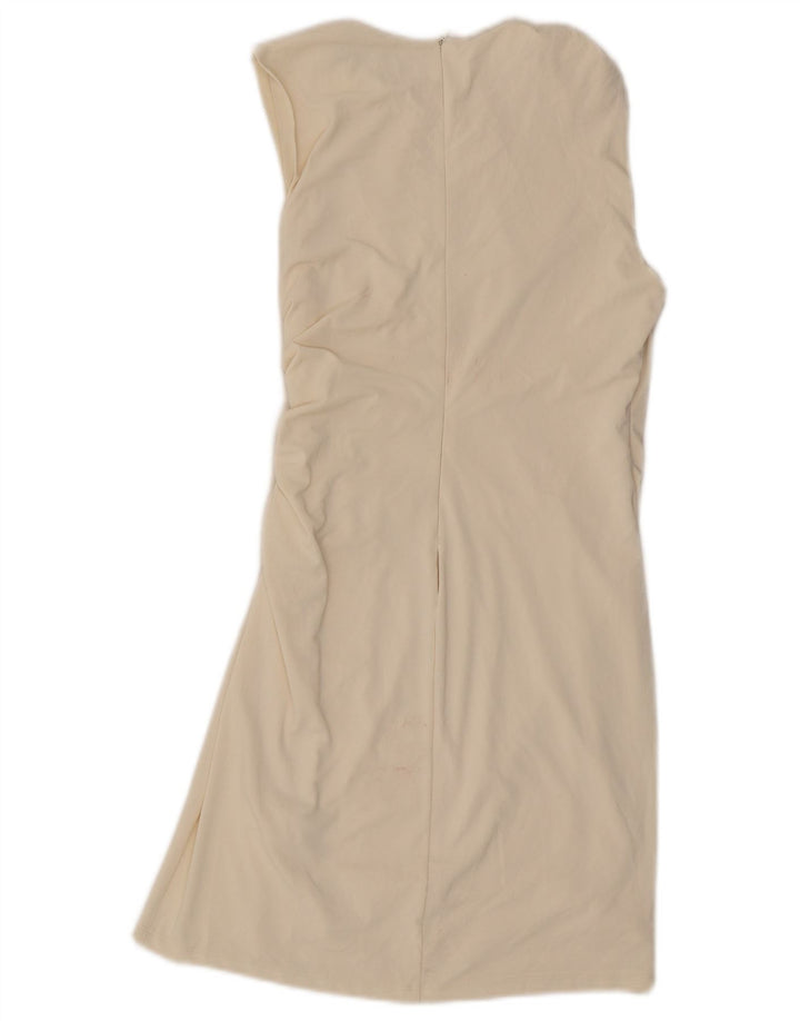 Zara Damen Ärmelloses Etuikleid UK 12 Mittelweißes Polyester