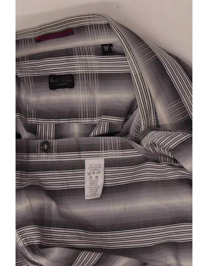 Paul Smith Herrenhemd Größe 42 16 1/2 große grau karierte Baumwolle