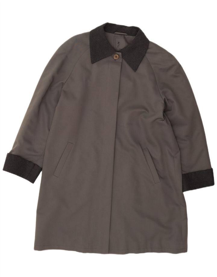 VINTAGE Damen Übergroßer Mantel EU 40 Mittelgraue Wolle