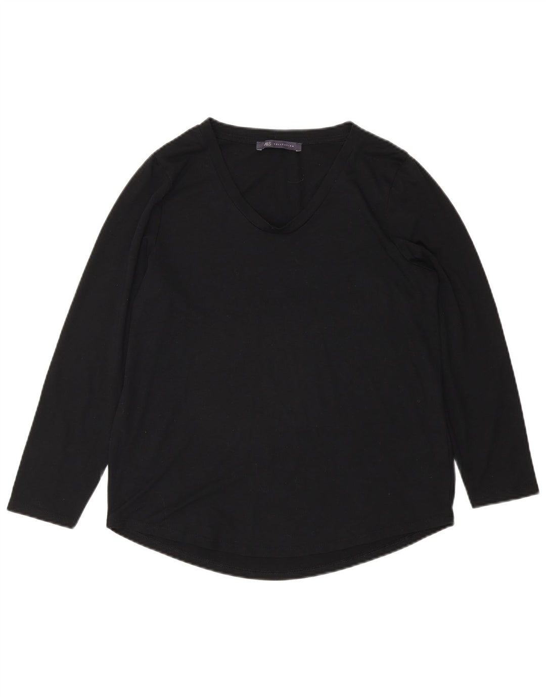 Marks & Spencer Damen Top Langarm UK 10 Small Schwarz Polyester