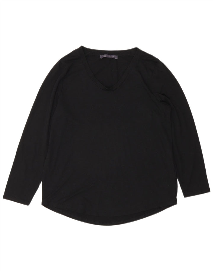 Marks & Spencer Damen Top Langarm UK 10 Small Schwarz Polyester