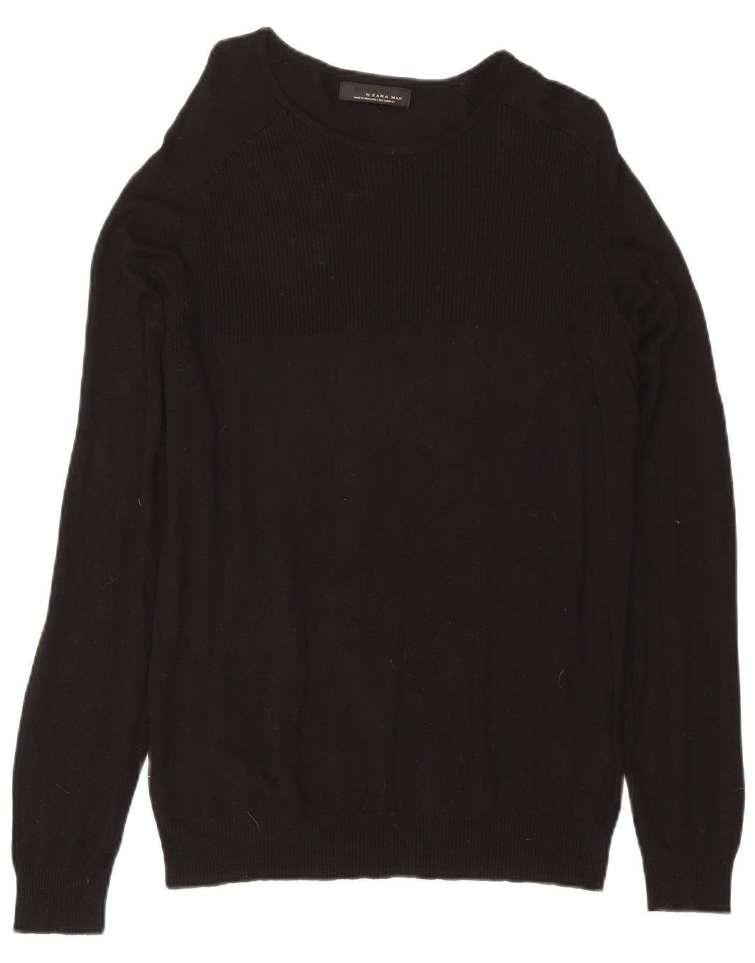 Zara Herren-Pullover mit U-Boot-Ausschnitt, Größe L, Schwarz