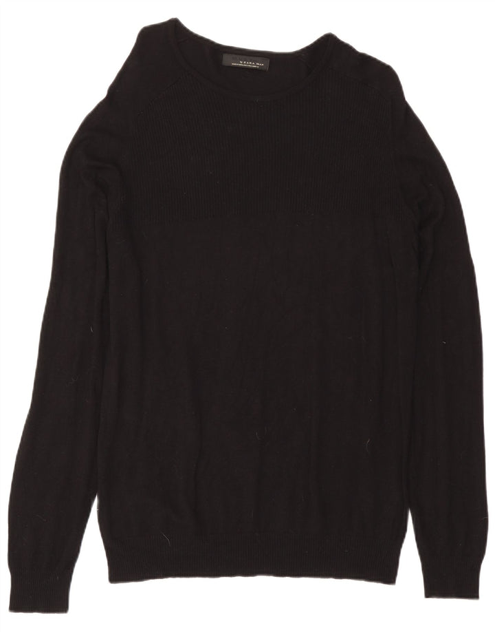 Zara Herren-Pullover mit U-Boot-Ausschnitt, Größe L, Schwarz