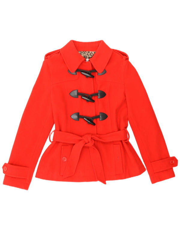 Moschino Womens Military Duffle Jacket UK 12 Mittelrote Wolle