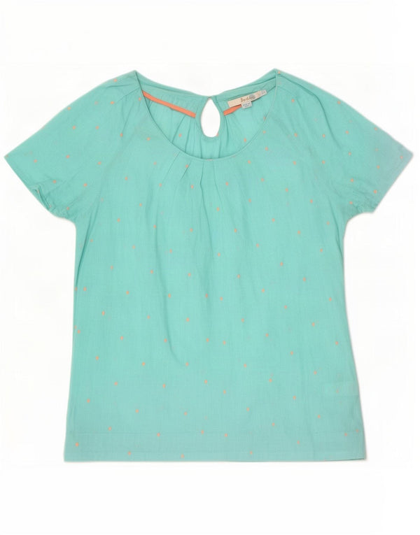 Boden Womens Blouse Top UK 8 Small Turquoise Spotted Cotton
