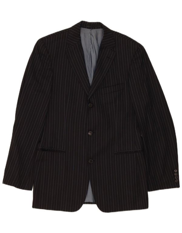 Vitale Barberis Canonico Herren Blazer Jacke UK 40 Large Schwarz Nadelstreifen