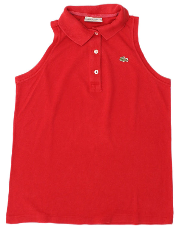 Lacoste Damen ärmelloses Poloshirt, Größe 42, große rote Baumwolle