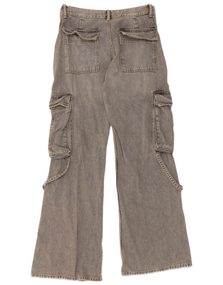 Zara Damen Cargo Flared Jeans EU 38 Small W30 L32 Grau