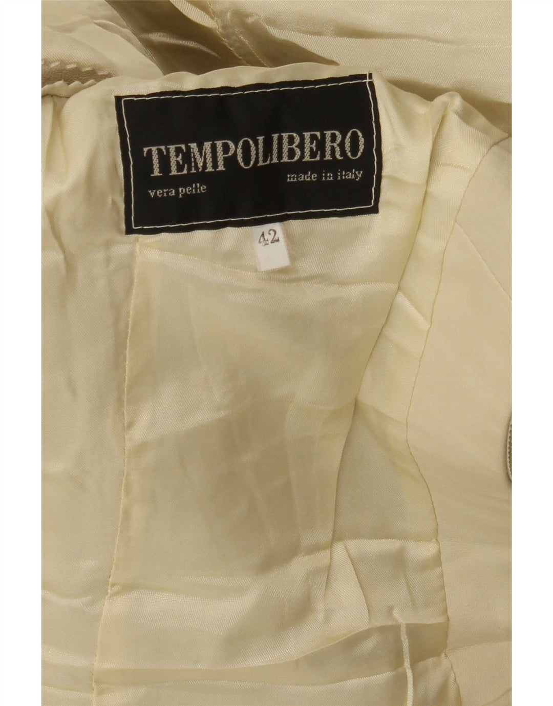 Vintage Damen Lederjacke IT 42 Medium Beige Leder